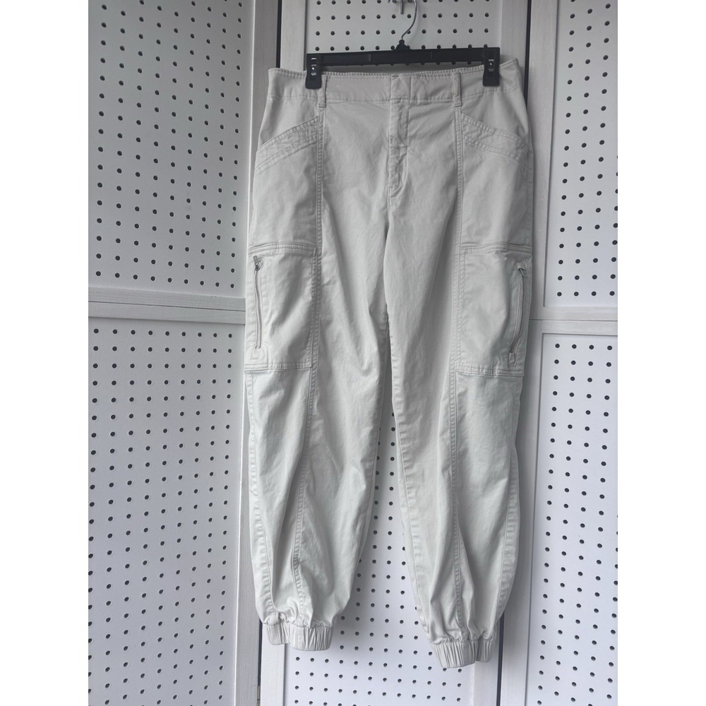 Gap Downtown Jogger Women's M Cargo Pull On Ivory Off White Cotton Spandex